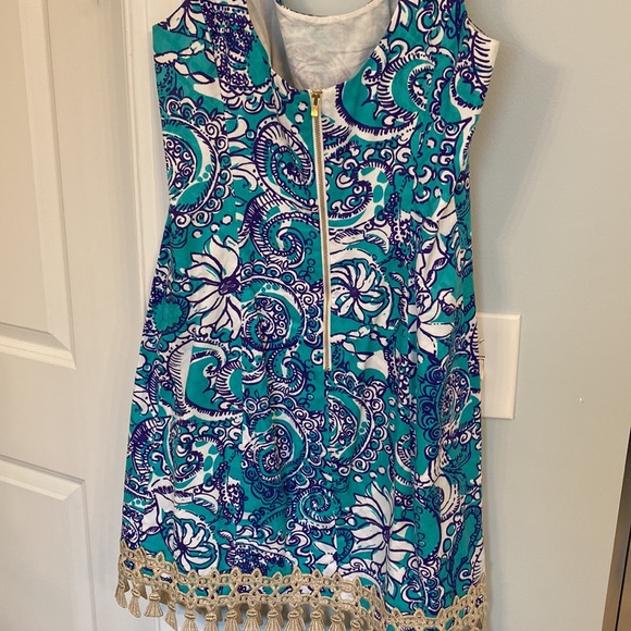 Lilly Pulitzer dress with gold fringe trim - Picture 3 of 4